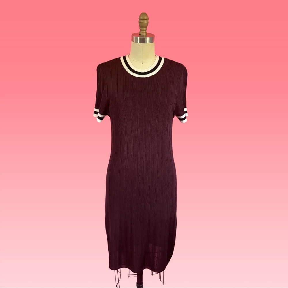 Rag & Bone Collegiate Varisty Stripe Sweater Rib Knit Preppy Academia Midi Dress